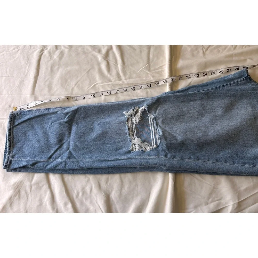 American Eagle Mom Jeans Womens 12 Long Distressed High Rise Medium Wash Denim - Picture 5 of 7